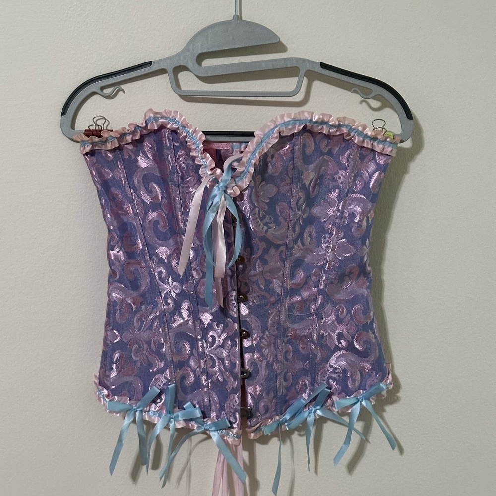 Purple and Blue Lace-Up Corset